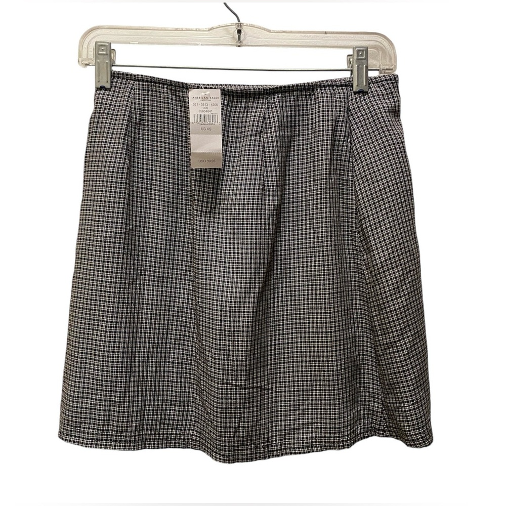American eagle black and white plaid mini skirt